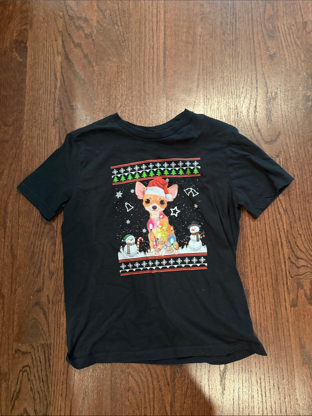 Kids Black Holiday Puppy Graphic Tee